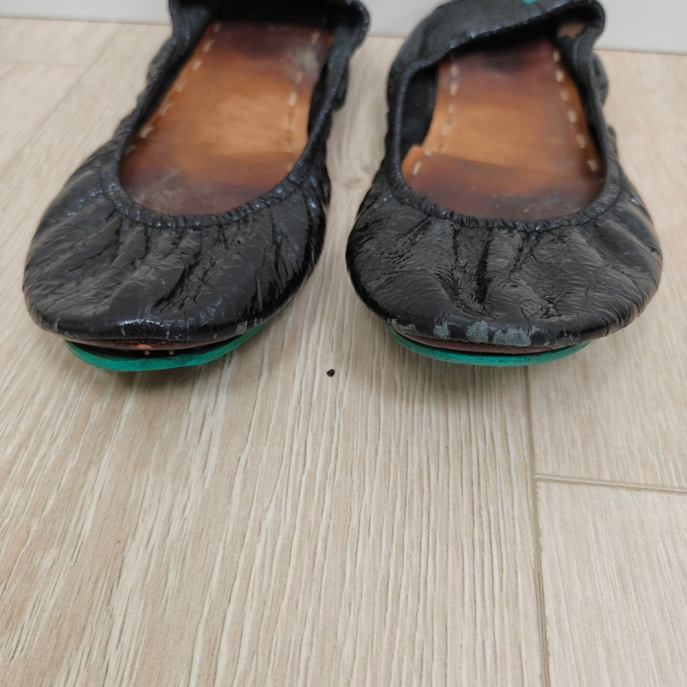 Tieks Womens Ballet Flat 7 Black Crinkled Patent Leather Foldable Classic Core - Picture 3 of 9